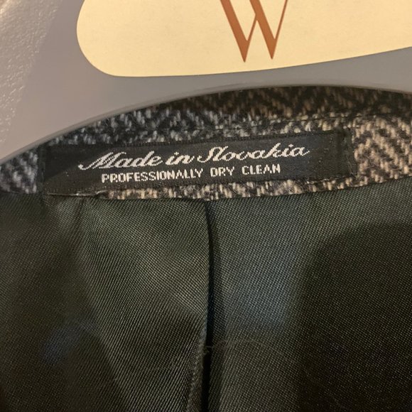 Sport Coat Blazer Jacket Herringbone Black Gray Tweed Men's Size 46L 100% Wool - Picture 4 of 9